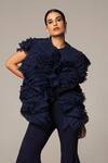 Buy_Siddartha Tytler_Blue Organza Round Ruffle Jacket _at_Aza_Fashions