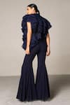 Shop_Siddartha Tytler_Blue Organza Round Ruffle Jacket _at_Aza_Fashions