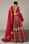 Shop_Siddartha Tytler_Maroon Organza Embroidered Lehenga Set_at_Aza_Fashions