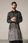 Buy_Siddartha Tytler_Black Kurta Georgette Pant Organza Sequin Embellished Set  _at_Aza_Fashions