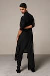 Shop_Siddartha Tytler_Black Organza, Handloom , Lycra Twill Asymmetric Kurta And Pant Set _at_Aza_Fashions