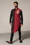 Siddartha Tytler Maroon Organza, Handloom , Lycra Twill Layered Kurta Set Online at Aza Fashions Siddartha Tytler_Maroon Organza, Handloom , Lycra Twill Layered Kurta Set _Online_at_Aza_Fashions
