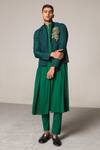 Siddartha Tytler_Green Jacket Organza Kurta And Pant Lycra Twill Cotton & Anarkali Set_Online_at_Aza_Fashions
