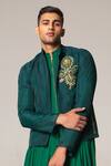 Buy_Siddartha Tytler_Green Jacket Organza Kurta And Pant Lycra Twill Cotton & Anarkali Set_Online_at_Aza_Fashions