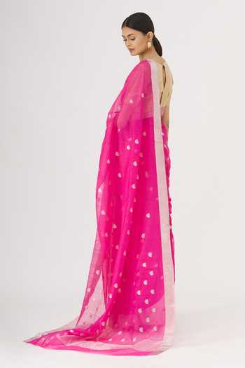 Shop_Mint N Oranges_Pink Pure Chanderi Saree _at_Aza_Fashions