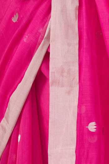 Mint N Oranges_Pink Pure Chanderi Saree _at_Aza_Fashions