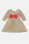 Buy_Tutus by Tutu_Gold Sequin Embroidered Gown For Girls_at_Aza_Fashions