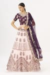 Buy_Garo_Pink Round Embroidered Bridal Lehenga Set _at_Aza_Fashions
