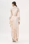 Shop_Garo_Pink High Neck Embroidered Draped Gown With Jacket _at_Aza_Fashions