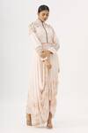 Buy_Garo_Pink High Neck Embroidered Draped Gown With Jacket _Online_at_Aza_Fashions