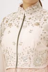 Garo_Pink High Neck Embroidered Draped Gown With Jacket _at_Aza_Fashions
