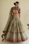 Shop_Kalista_Green Dola Silk Viscose60% V Neck Hand Embroidered Lehenga Set _at_Aza_Fashions