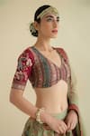 Buy_Kalista_Green Dola Silk Viscose60% V Neck Hand Embroidered Lehenga Set _Online_at_Aza_Fashions