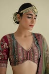 Shop_Kalista_Green Dola Silk Viscose60% V Neck Hand Embroidered Lehenga Set _Online_at_Aza_Fashions