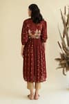 Shop_Kalista_Maroon Cotton Silk Round Floral Print Anarkali And Pant Set _at_Aza_Fashions
