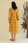 Shop_Kalista_Yellow Viscose Georgette Notched Floral Print Dress _at_Aza_Fashions