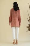 Shop_Kalista_Pink Viscose Crepe Notched Collar Floral Print Kurta And Pant Set _at_Aza_Fashions