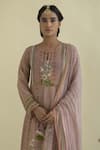 Kalista_Pink Viscose Crepe Round Floral Print Kurta Set _Online_at_Aza_Fashions