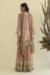 Shop_Kalista_Pink Viscose Georgette Round Floral Print Kurta Set _at_Aza_Fashions