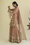 Kalista_Pink Viscose Georgette Round Floral Print Kurta Set _Online_at_Aza_Fashions