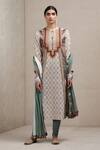 Buy_Ritu Kumar_Beige Kurta  Leggings Viscose Dupatta Voile Round Printed Set_at_Aza_Fashions