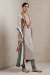 Ritu Kumar_Beige Kurta  Leggings Viscose Dupatta Voile Round Printed Set_Online_at_Aza_Fashions