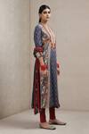 Ritu Kumar_Blue Kurta  Leggings Viscose Dupatta Voile Round Printed Set_Online_at_Aza_Fashions