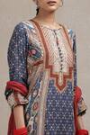 Shop_Ritu Kumar_Blue Kurta  Leggings Viscose Dupatta Voile Round Printed Set_Online_at_Aza_Fashions
