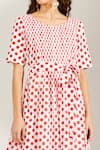 Shop_Label Earthen_White Cotton Mal Round Polka Dot Print Dress _Online_at_Aza_Fashions