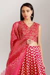 Shop Label Earthen Pink Cotton Mal, Organza Silk V Neck Polka Dot Print Lehenga Set Online at Aza Fashions Shop_Label Earthen_Pink Cotton Mal, Organza Silk V Neck Polka Dot Print Lehenga Set _Online_at_Aza_Fashions