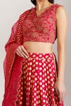 Label Earthen Pink Cotton Mal, Organza Silk V Neck Polka Dot Print Lehenga Set at Aza Fashions Label Earthen_Pink Cotton Mal, Organza Silk V Neck Polka Dot Print Lehenga Set _at_Aza_Fashions