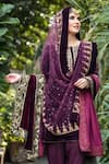 Shop_Reynu Taandon_Purple Velvet Round Embroidered Kurta Set _at_Aza_Fashions