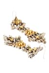 Shop_Sangeeta Boochra_Gold Plated Stone Handmade Ghunghroo Drop Danglers _at_Aza_Fashions