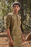 Drishti & Zahabia_Green Chanderi Silk Kurta And Pant Set _Online_at_Aza_Fashions