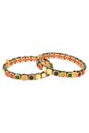 Shop_Lotus Sutra_Gold Plated Meenakari Kundan Stone Bangles Set Of 2_at_Aza_Fashions