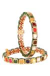 Buy_Lotus Sutra_Gold Plated Meenakari Kundan Stone Bangles Set Of 2_at_Aza_Fashions