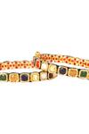 Lotus Sutra_Gold Plated Meenakari Kundan Stone Bangles Set Of 2_Online_at_Aza_Fashions