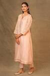 Buy_Anantaa By Roohi_Pink Chanderi Tissue Notched Embroidered Tunic _Online_at_Aza_Fashions