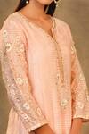 Anantaa By Roohi_Pink Chanderi Tissue Notched Embroidered Tunic _at_Aza_Fashions