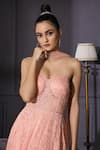 Buy_Mani Bhatia_Peach Organza Sweetheart Neck Bandeau Flared Gown With Stole _Online_at_Aza_Fashions