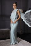 Buy_Mani Bhatia_Blue Silk Organza Halter Saree Set _at_Aza_Fashions