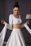 Mani Bhatia_White Raw Silk Square Neck Sequin Embellished Bridal Lehenga Set _Online_at_Aza_Fashions