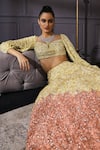 Buy_Mani Bhatia_Yellow Raw Silk, Organza, Net Sweetheart Neck Sequin Embellished Lehenga Set _at_Aza_Fashions