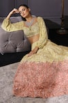 Mani Bhatia_Yellow Raw Silk, Organza, Net Sweetheart Neck Sequin Embellished Lehenga Set _Online_at_Aza_Fashions