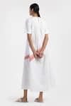 Shop_Three_White Cotton Poplin Applique Striped Dress_at_Aza_Fashions