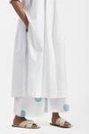 Shop Three White Cotton Poplin Round Gathered-neck Tunic And Pant Set With Scarf Online at Aza Fashions Shop_Three_White Cotton Poplin Round Gathered-neck Tunic And Pant Set With Scarf _Online_at_Aza_Fashions