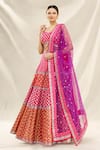 Buy_Vandana Sethi_Multi Color Banarasi Chanderi Leaf Neck Lehenga Set _at_Aza_Fashions