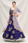 Buy_Neha Mehta Couture_Blue Silk V Neck Embroidered Bridal Lehenga Set _at_Aza_Fashions