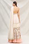 Shop_Neha Mehta Couture_White Lucknowi V Neck Embroidered Layered Saree Gown_at_Aza_Fashions