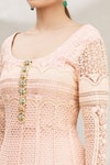 Neha Mehta Couture_Peach Lucknowi U Neck Anarkali And Lehenga Set _at_Aza_Fashions